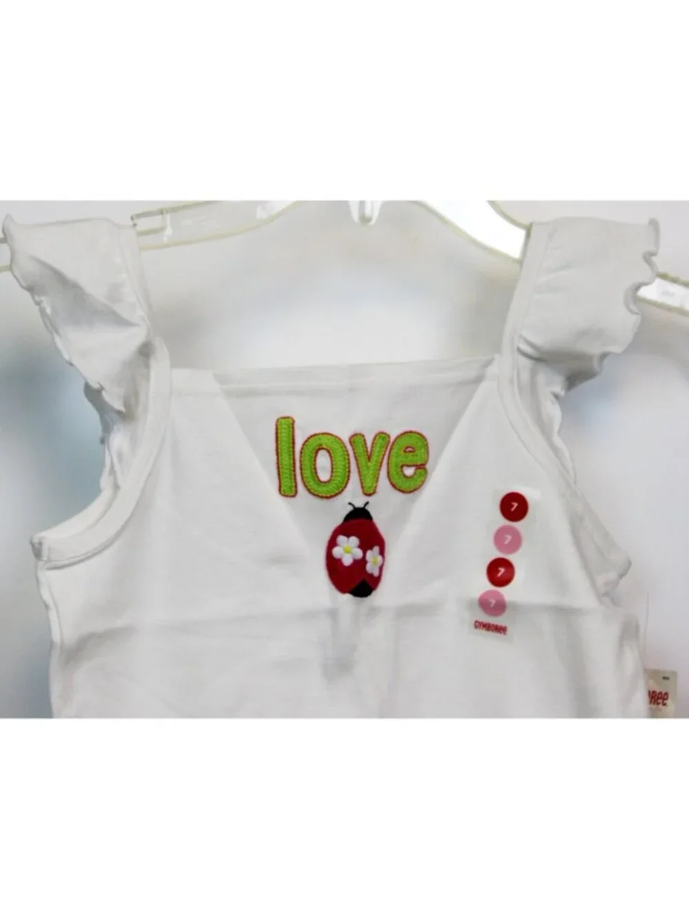 2009 Gymboree Pretty Lady Ladybug LOVE Ruffled Tank sz 7 Tee Shirt Spring New
